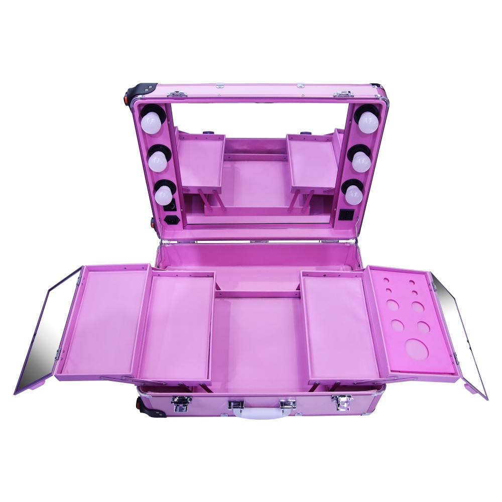 Makeup Vanity Pro Artist studio with lights and Plugin socket - CG1190012 Pink