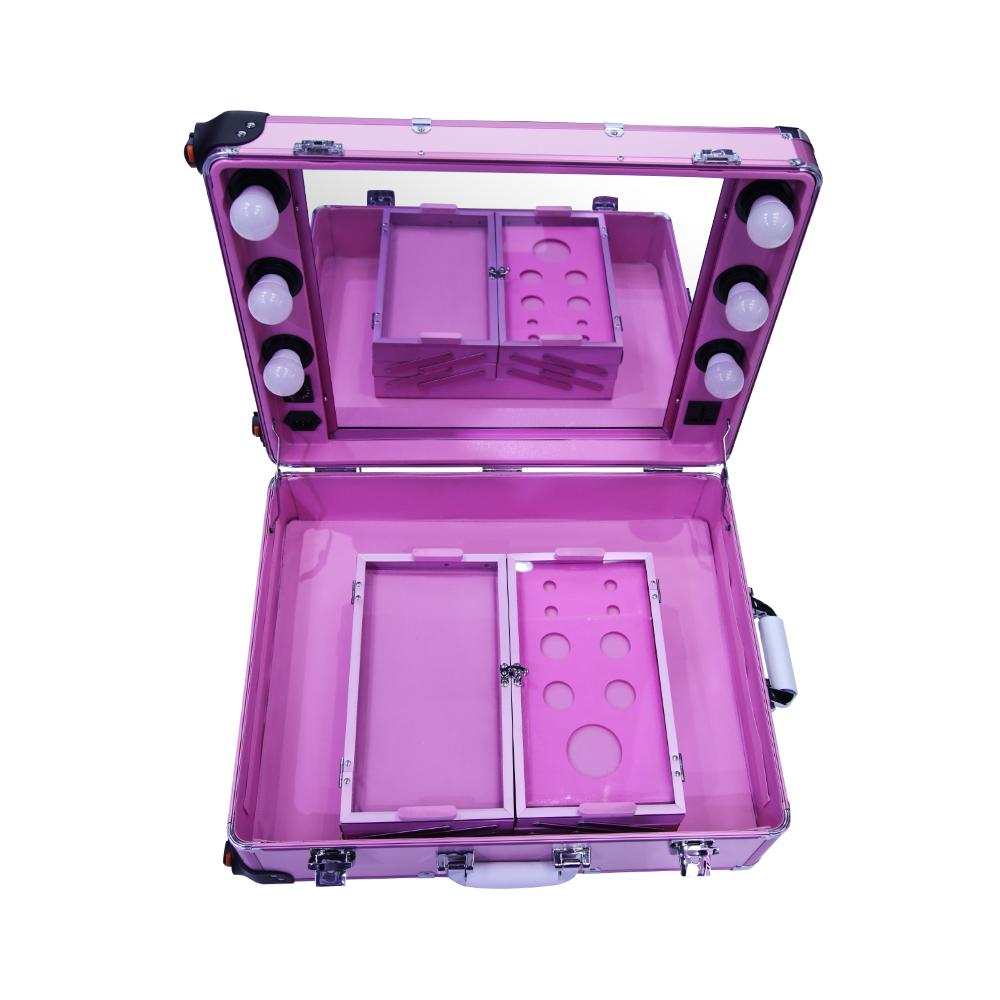 Makeup Vanity Pro Artist studio with lights and Plugin socket - CG1190012 Pink