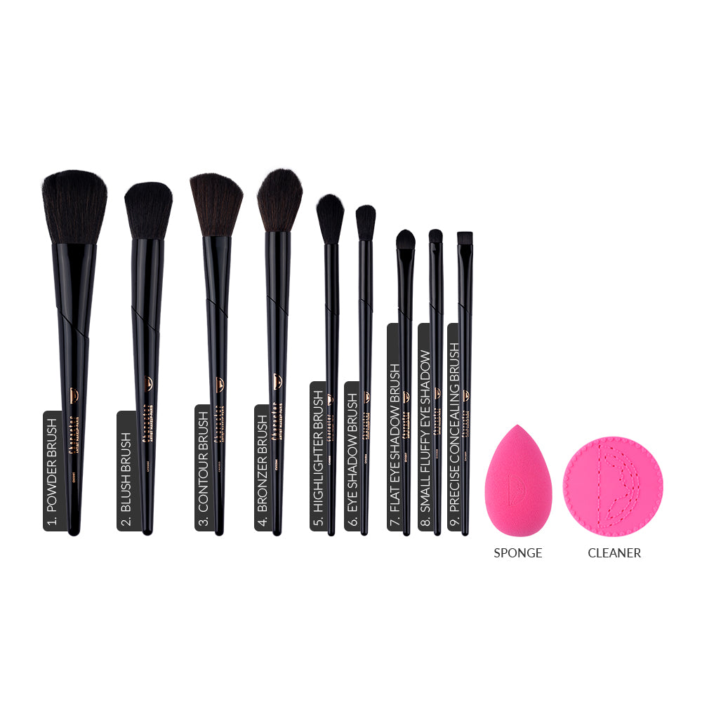 Character 9 Pieces Brush Set + Sponge + Cleaner